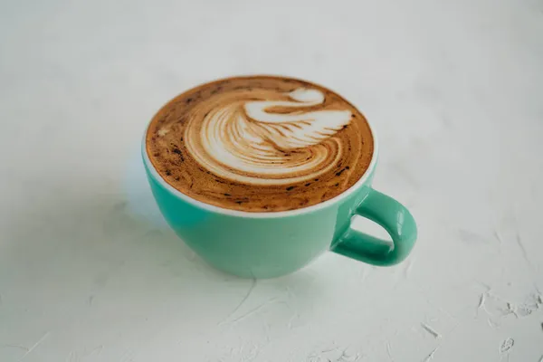 Чашка Горячего Кофе Латте Белом Фоне Foodphoto — стоковое фото