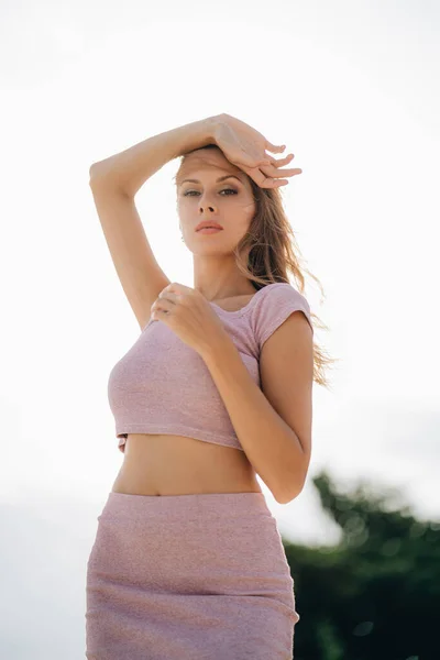 Retrato Mujer Rubia Caucásica Playa — Foto de Stock