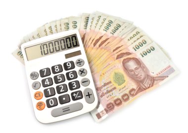 1000 baht banknot ve hesap makinesi