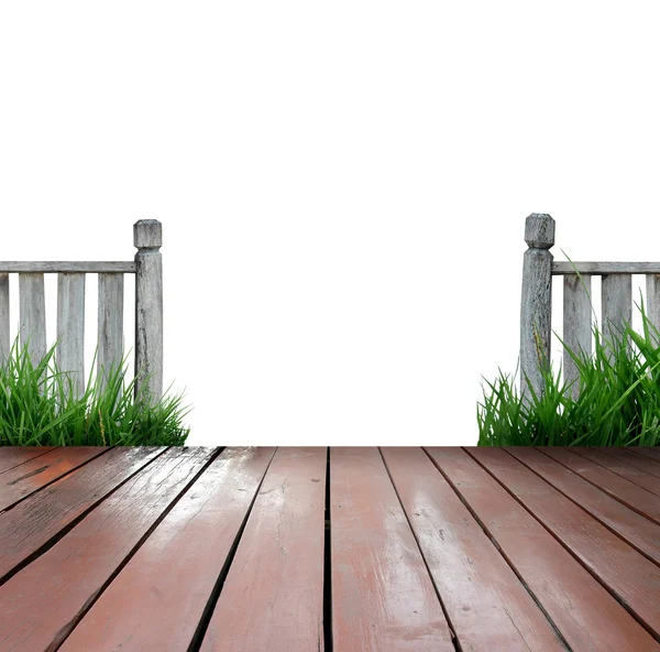 Terrazza in legno su sfondo bianco — Foto Stock