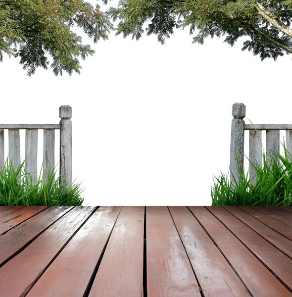 Terrasse en bois sur fond blanc — Photo
