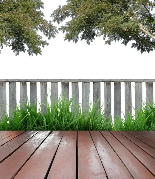 Terrasse en bois sur fond blanc — Photo