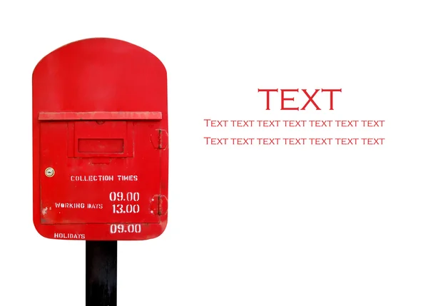 分離された赤い郵便ポスト — ストック写真