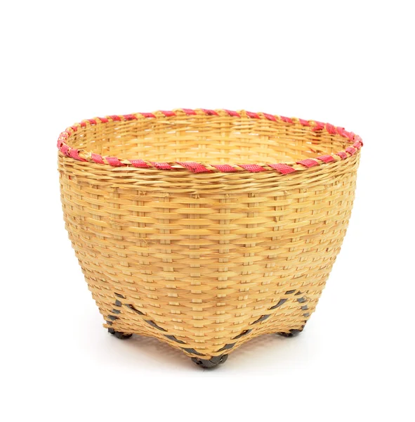 Bambusz kosár handmade elszigetelt — Stock Fotó