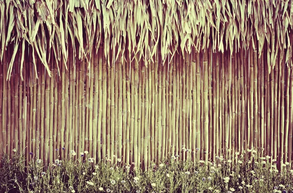 Bamboo fence with flower — Stock Photo, Image
