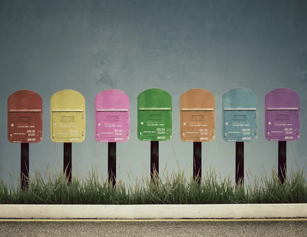 7 χρώμα ταχυδρομικό κουτί — Φωτογραφία Αρχείου