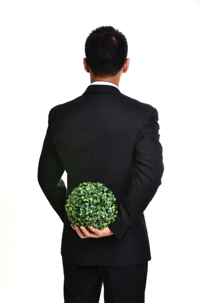Biznes człowiek z koncepcja energii przyszłości eko - zielony — Zdjęcie stockowe