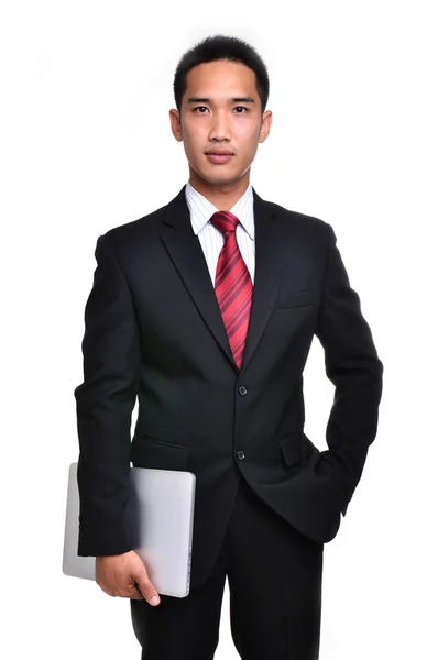 Business man with laptop isolated — Stock Photo, Image