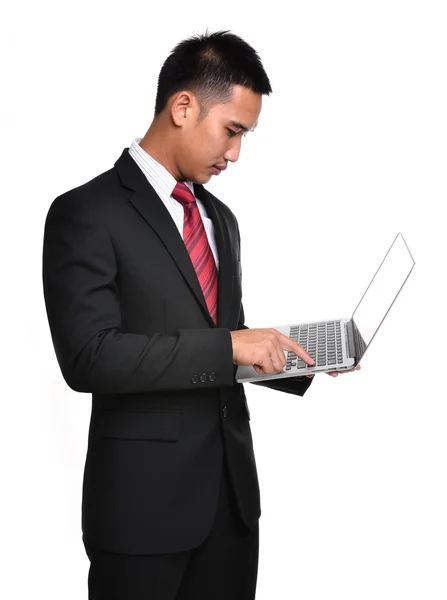 Homme d'affaires avec ordinateur portable isolé — Photo