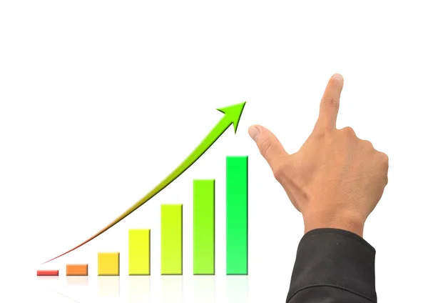 Hand and growing bussiness graph — Stock Photo, Image