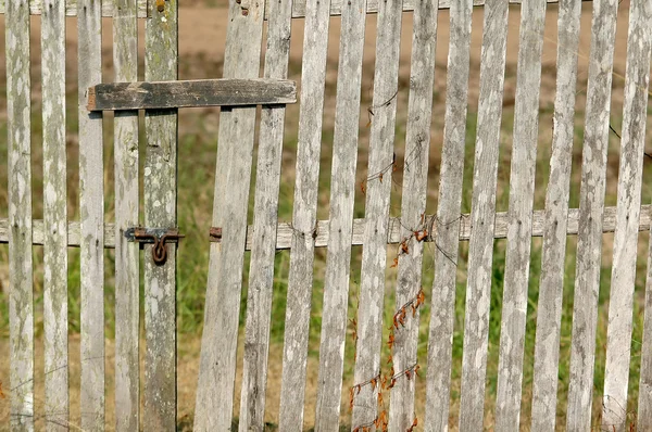 Starý dřevěný plot s bránou — Stock fotografie