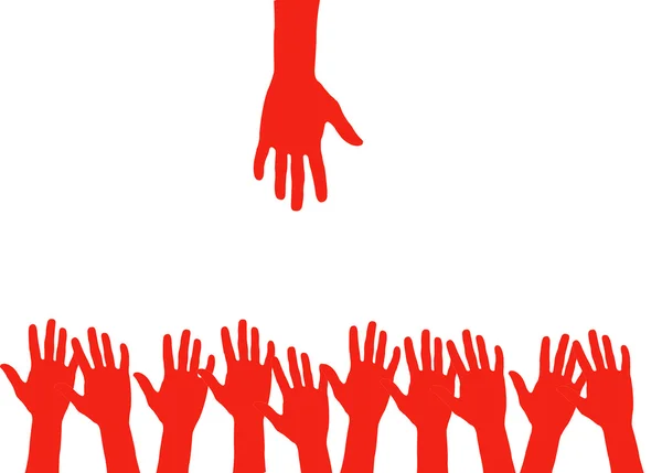 Red hand on white background — Stock Photo, Image