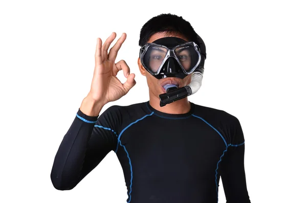 Homem com snorkeling equipamento isolado — Fotografia de Stock