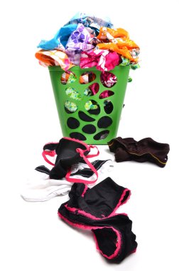 unwashed cloth in basket clipart