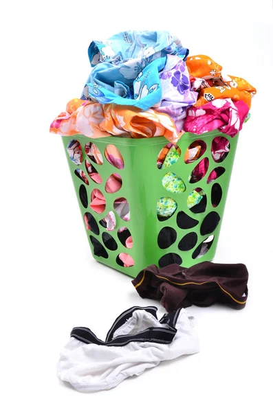 Unwashed cloth in basket — Stock Photo, Image