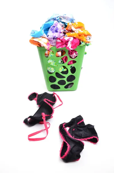 Unwashed cloth in basket — Stock Photo, Image