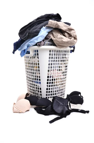 Unwashed cloth in basket — Stock Photo, Image