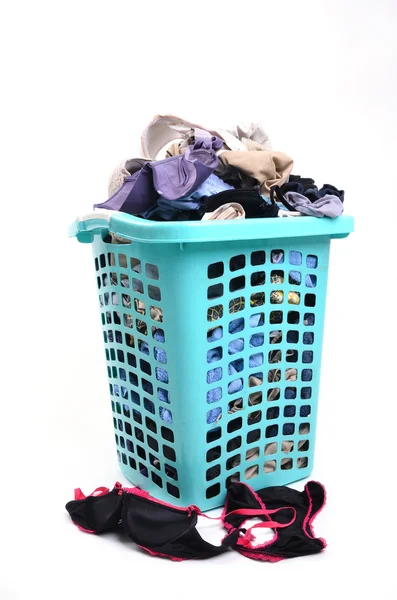 Unwashed cloth in basket — Stock Photo, Image