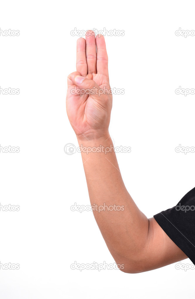 man show 3 finger for anti dictator