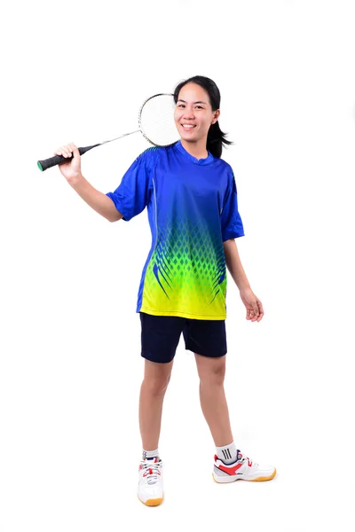 Badminton player in action — Stock Photo, Image