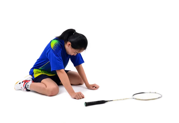 Badminton player in action — Stock Photo, Image