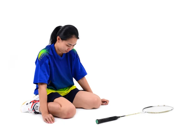 Badminton player in action — Stock Photo, Image