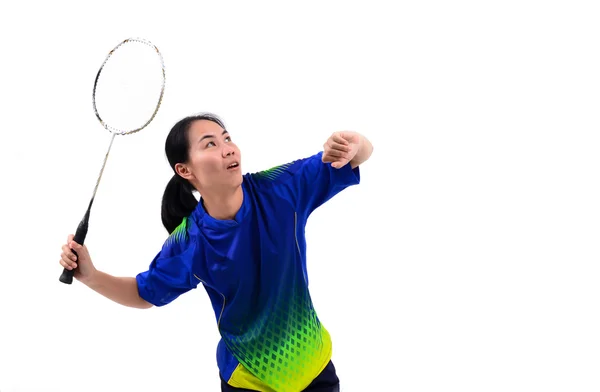 Badminton player in action — Stock Photo, Image