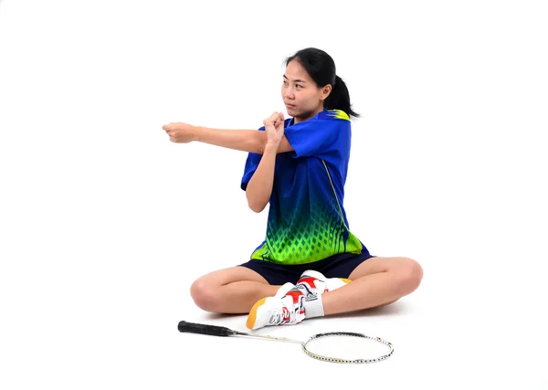 Badminton player in action — Stock Photo, Image