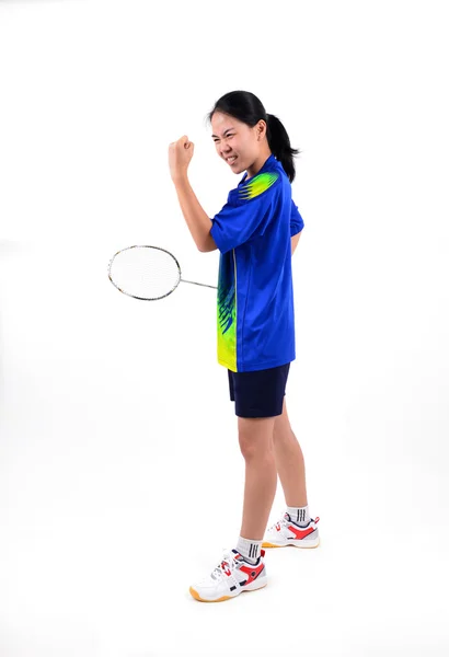 Badminton player in action — Stock Photo, Image