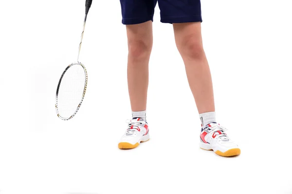 Badminton player in action — Stock Photo, Image