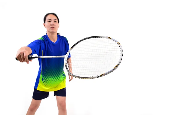 Badminton player in action — Stock Photo, Image