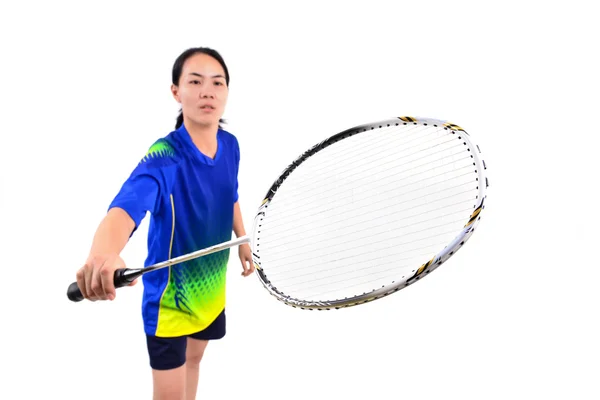 Badminton speler in actie — Stockfoto