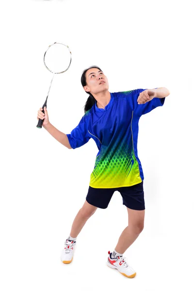 Badminton player in action — Stock Photo, Image