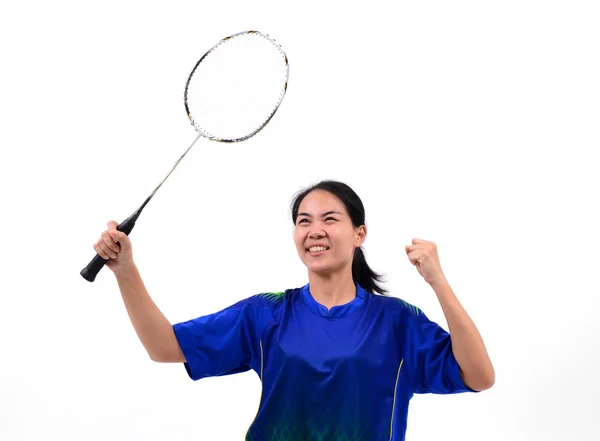 Badminton player in action — Stock Photo, Image