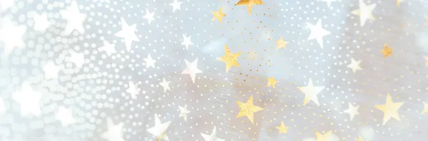 Gold Glitter Glittering Stars White Festive Background Winter Holidays Background — Stock Photo, Image