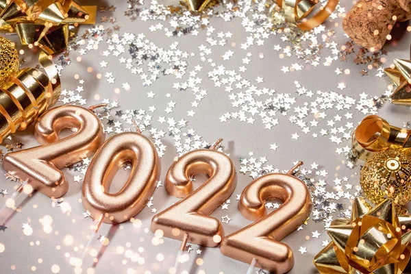 Свято Новим Роком 2021 Року Числа 2022 Року Зроблені Золотими — стокове фото