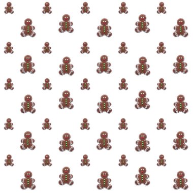 Kusursuz desen. Noel konsepti. Beyaz arka planda zencefilli kurabiye..