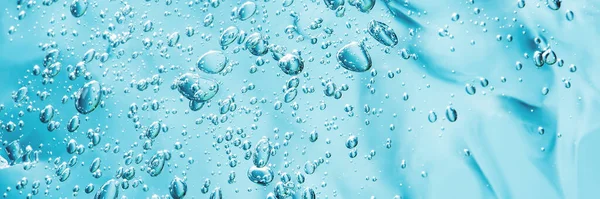Close Macro Aloe Vera Gel Cosmetic Texture Blue Background Bubbles Stock Photo