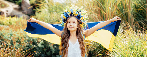 Ukraines Independence Flag Day Constitution Day Ukrainian Child Girl Yellow Royalty Free Stock Photos