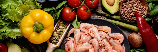 Ausgewogene Ernährung Organic Healthy Food Clean Eating Flat Lag Frisches — Stockfoto