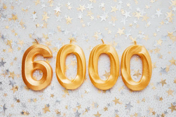 6000 Six Thousand Followers Card Template Social Networks Blogs Festive — Stok Foto