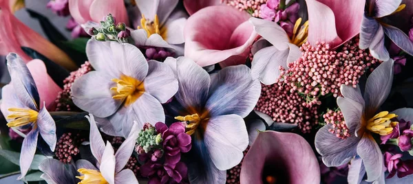 Rosa Violeta Outono Buquê Queda Colorido Composição Flor Bonita Com — Fotografia de Stock