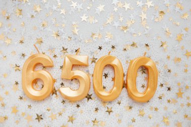 6500 six thousand five hundred followers card. Template for social networks, blogs. Festive Background Social media celebration banner. 6.5k online community fans. six thousand five hundred subscriber