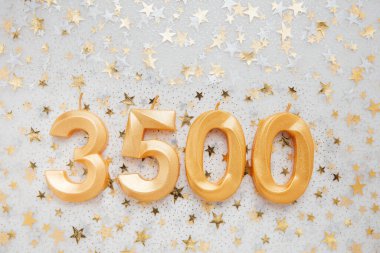 3500 three thousand five hundred followers card. Template for social networks, blogs. Festive Background Social media celebration banner. 3.5k online community fans subscriber