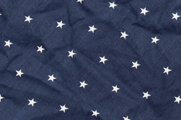 Blue Fabric White Stars Top View — Stock Photo, Image