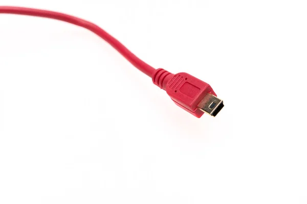 Usb Micro Usb Cable Rojo Sobre Fondo Blanco Aislada —  Fotos de Stock