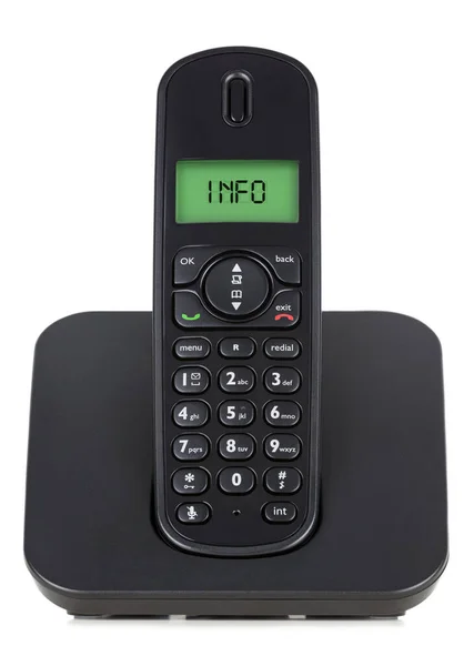 Siyah telsiz telefon. Ekranda bilgi mesaj
