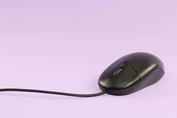 Siyah Usb bilgisayar fare. Mor zemin üzerine