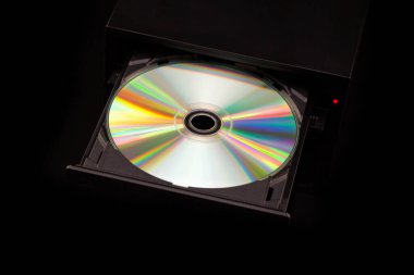DVD / Cd burner siyah arka plan üzerine. Üstten Görünüm