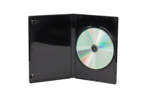 Siyah Dvd Case Izole Üzerinde Beyaz Arka Plan Önden Görünüm — Stok fotoğraf